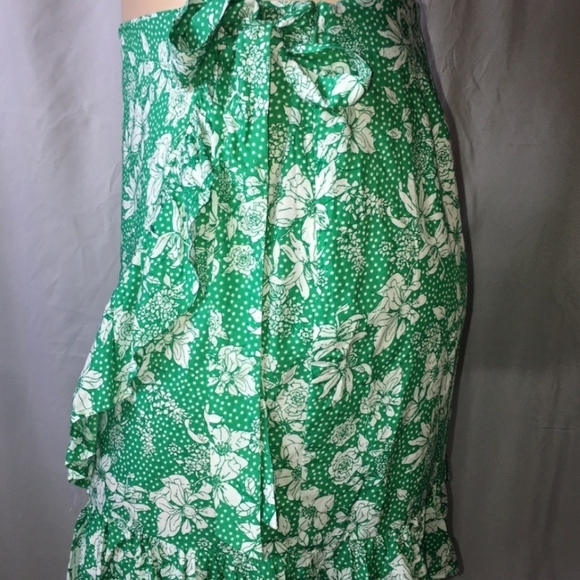 *MIXIT Ladies' Faux Wrap Floral Skirt With Mini Ruffles & Tie Knot Size 2 - Picture 4 of 5